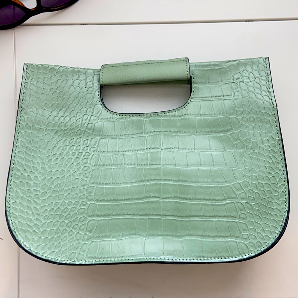 Enzo Angiolini Snakeskin Sea-foam Green Handbag